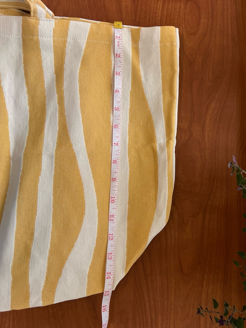Caudalie💛 Yellow and Cream Stripe Canvas Tote - Picture 7 of 9
